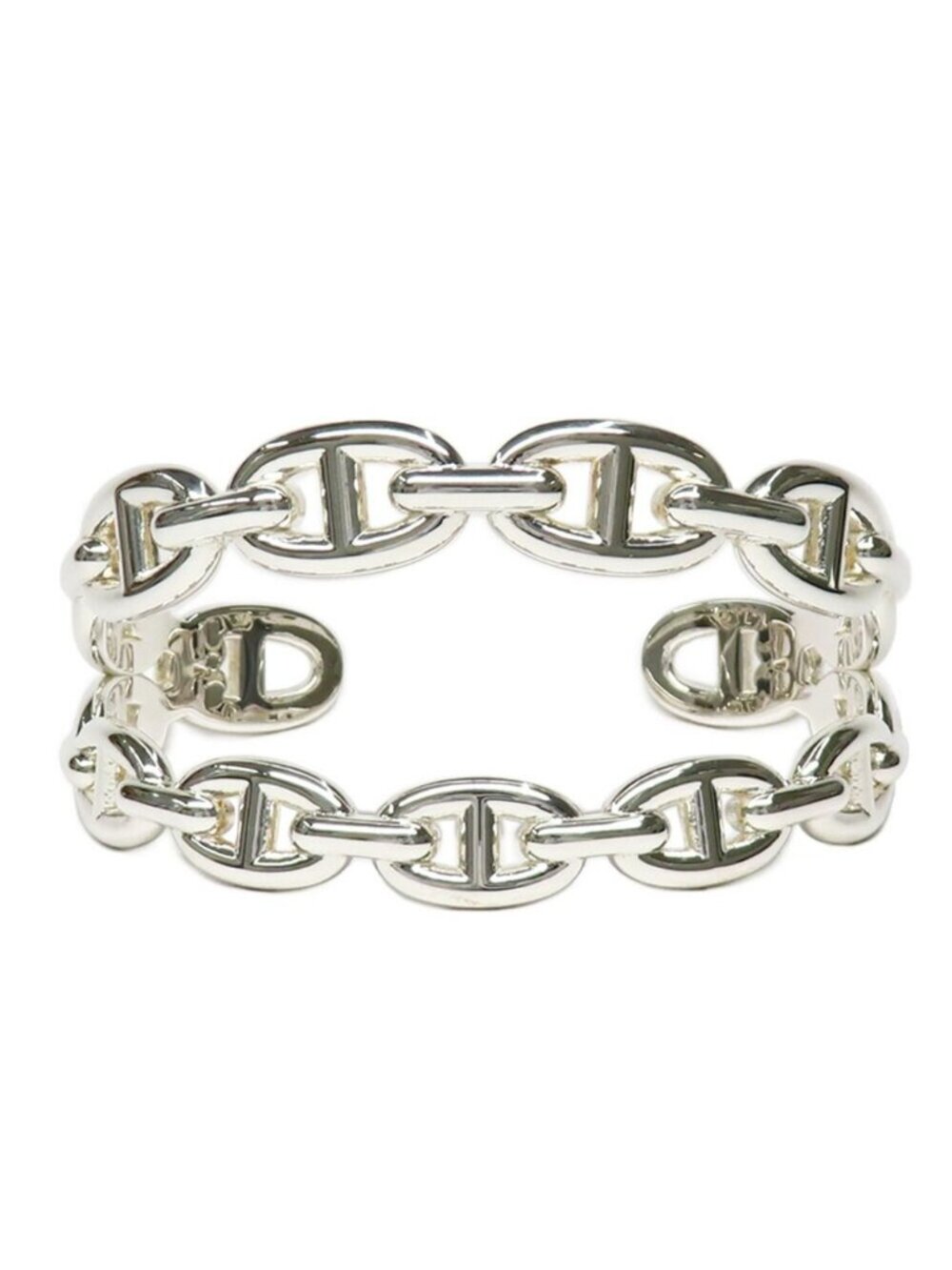 Hermes Bracelet Chaine D'ancre Enchainee Double Silver